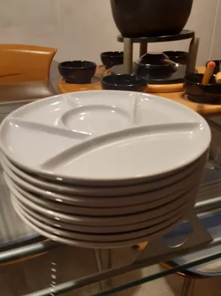 Set de fondue negro y madera