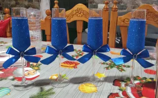 Copas de cristal decoradas a mano