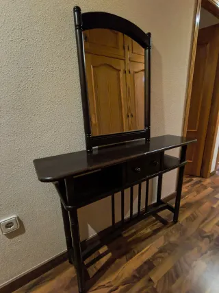 Mueble y espejo de entrada madera
