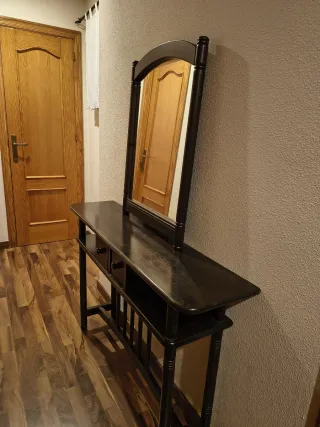 Mueble y espejo de entrada madera