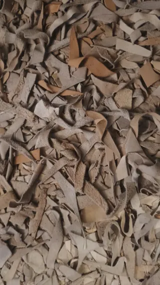 2 Alfombras Tiras Cuero Beige/Marrón