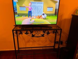 Consola recibidor cristal y metal + espejo