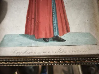 Grabado antiguo capellán con mitra