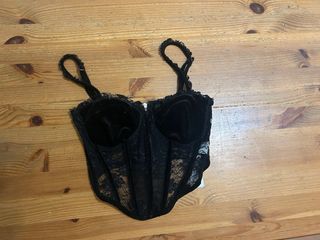 Corset negro encaje con cremallera