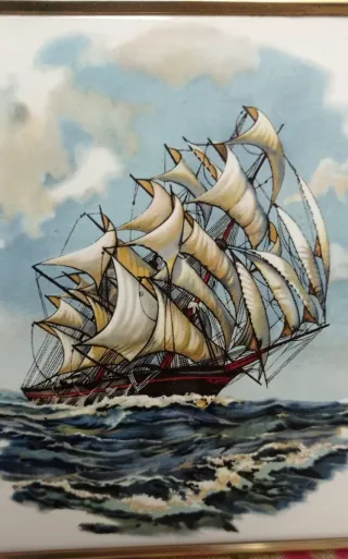 Cuadro Cerámica Vintage Barco Velero