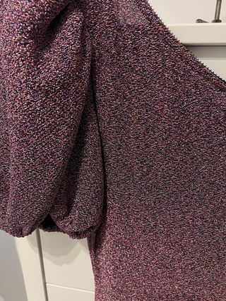 Vestido fiesta un hombro rosa y morado