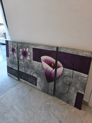 Cuadros decorativos flores moradas.