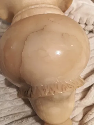 Jarrón ánfora lampara de alabastro tallado antiguo