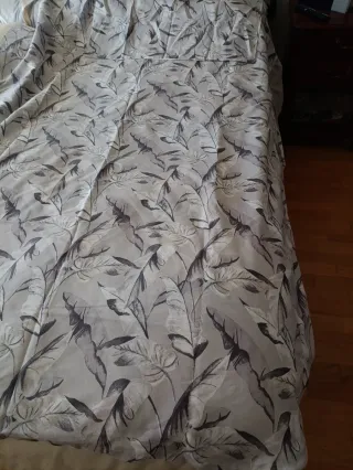 Funda nórdica hojas rosa y blanco