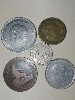 5 Antiguas Monedas España Franco