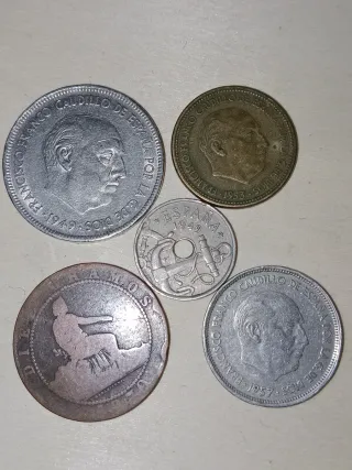 5 Antiguas Monedas España Franco