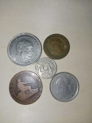5 Antiguas Monedas España Franco