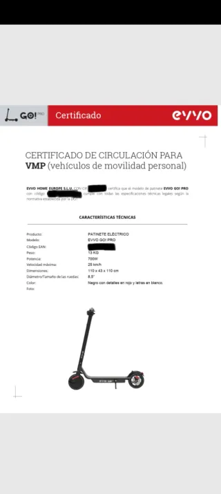 Patinete evvo go! Pro.