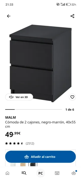 Conjunto Mesitas de Noche MALM Ikea Negras