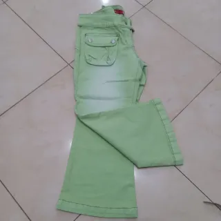 Pantaloni chino verde flare Y2K cargo