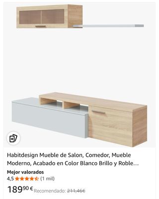 Mueble de Salón Habitdesign Blanco y Roble