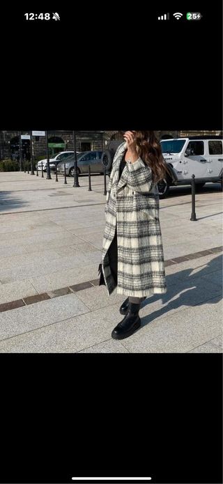 Abrigo Zara cuadros lana