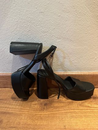 Sandalias tacón plataforma negras T37