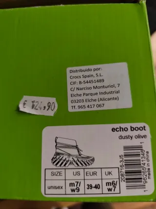 Botas Crocs Echo Talla 40 Verde Oliva