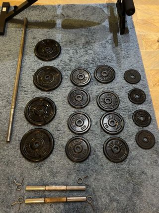 Banco de pesas ajustable y kit mancuernas