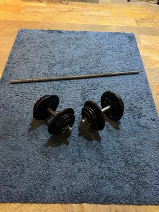 Banco de pesas ajustable y kit mancuernas