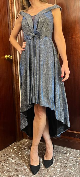 Vestido fiesta plateado talla S/M