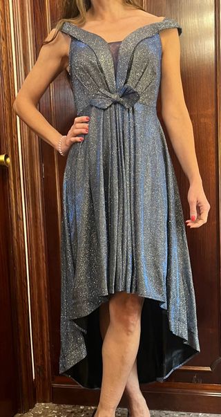 Vestido fiesta plateado talla S/M