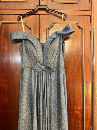 Vestido fiesta plateado talla S/M