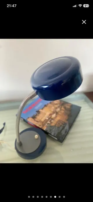 Lámpara escritorio vintage azul flexo