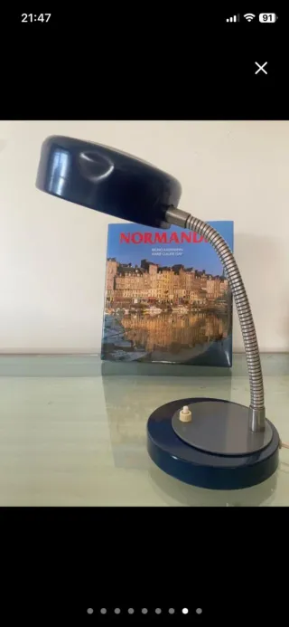 Lámpara escritorio vintage azul flexo