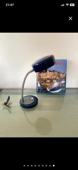 Lámpara escritorio vintage azul flexo