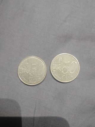 2 Monedas 50 Céntimos Euro 2001 y 2019 FR