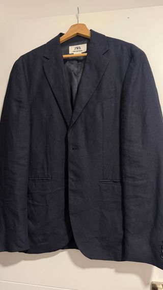 Americana Zara Lino Azul Talla M