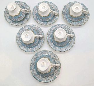 Royal Albert Set Tazze e Piattini Fiori Blu Oro