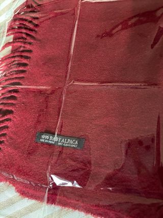 Bufanda 100% Baby Alpaca Roja 160x32 Nueva