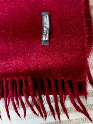 Bufanda 100% Baby Alpaca Roja 160x32 Nueva