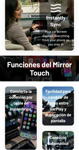 Ottocast Mirror Touch CarPlay Inalámbrico.