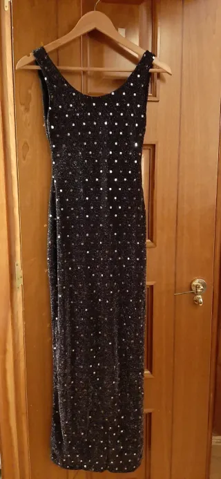 Vestido de fiesta largo: lentejuelas plateadas !!!