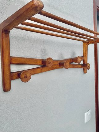 Perchero antiguo madera maciza original vintage