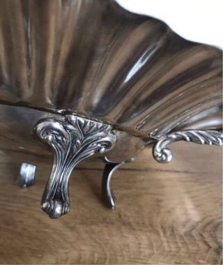 Frutero de metal plateado años 70