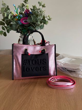 Bolso Tous bandolera rosa y negro