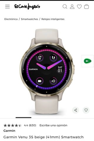 Garmin Venu 3S Smartwatch Beige nuevo sin estrenar