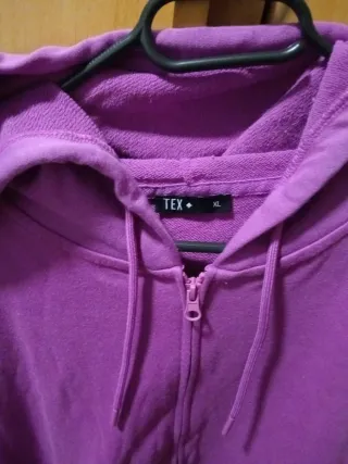 Sudadera con capucha y cremallera morada XL
