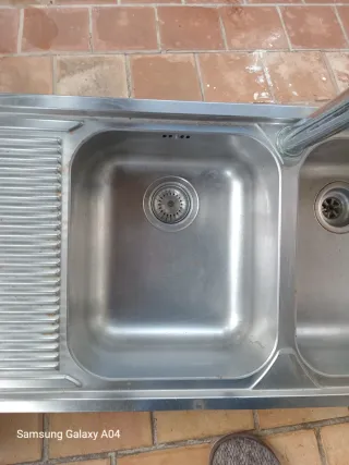 Fregadero doble acero inoxidable 50 x 116 cm