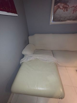 Sofá Chaise Longue Piel Blanca