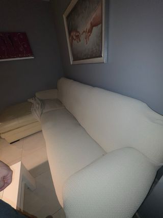 Sofá Chaise Longue Piel Blanca