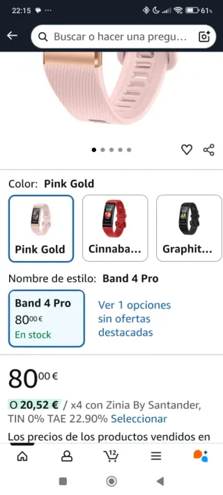 Pulsera Actividad Huawei Band 4 Pro Rosa Dorada