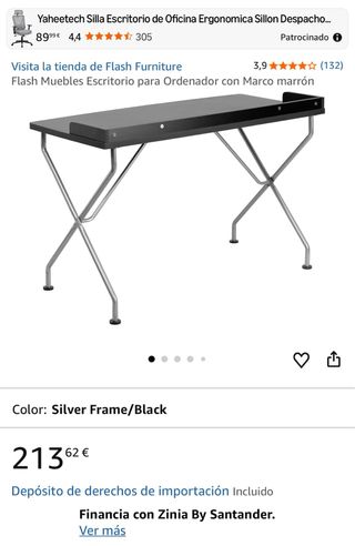 Escritorio moderno negro y plateado