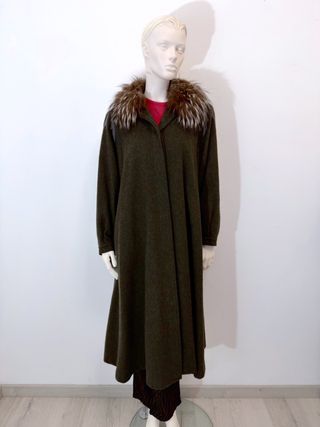 Cappotto donna lana misto, collo pelliccia