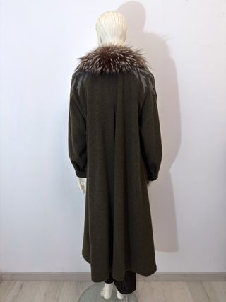 Cappotto donna lana misto, collo pelliccia